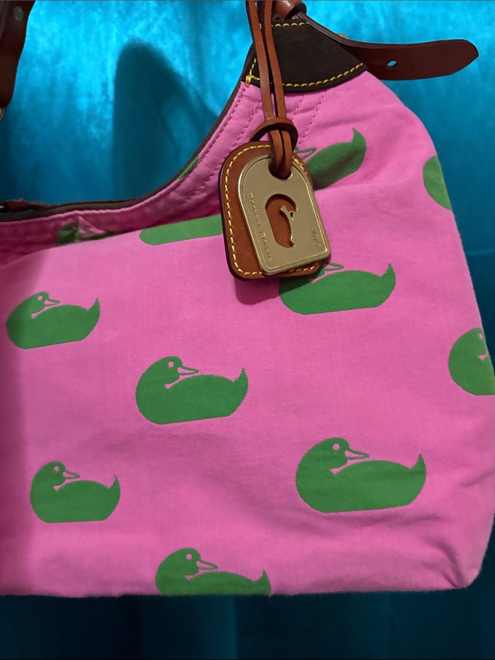 Dooney & Bourke Pink Shoulder Bag with Green Duck Print - Picture 5 of 9